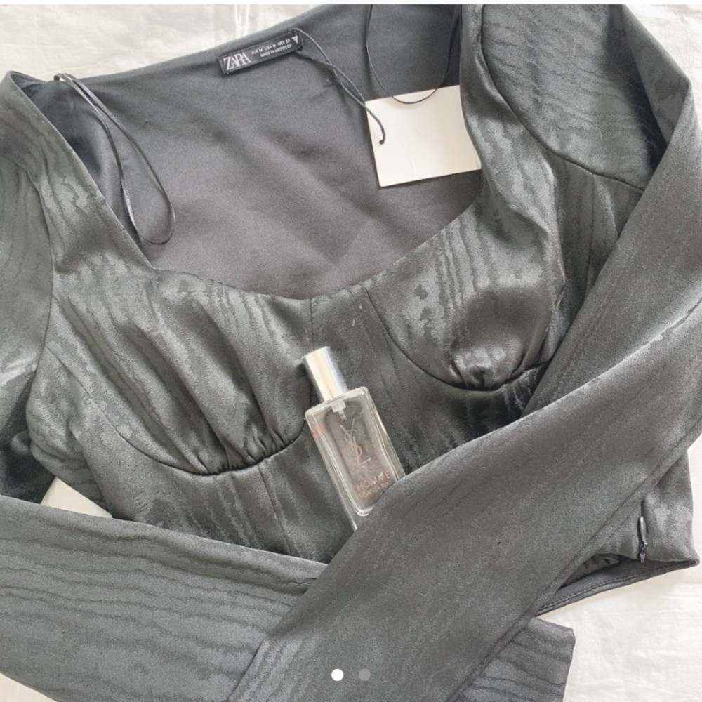 Zara long sleeve black corset crop top!